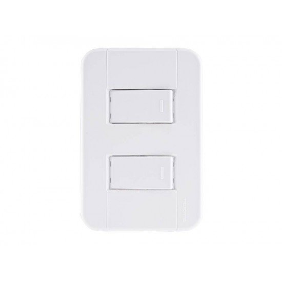 CJ PLACA 4X2 + 2 INTERRUPTOR SIMPLES TERMOPL 10A 250V LINHA TABLET BRANCO TRAMONTINA