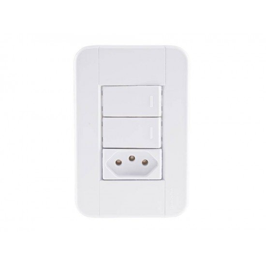 CJ PLACA 4X2 +2 INTER PARALELO + 1 TOMAD 2P + T TERMOPL 10A 250V TABLET BRANCO TRAMONTINA