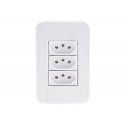 CONJUNTO PLACA 4X2 + 3 TOMADA 2P + T TERMOPL 10A 250V LINHA TABLET BRANCO TRAMONTINA