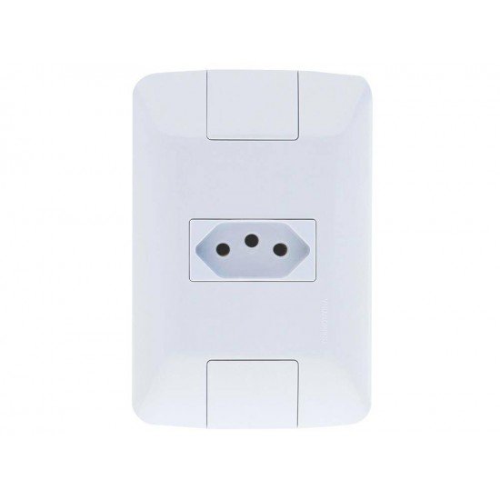 CONJUNTO PLACA 4X2 + 1 TOMADA 2P + T TERMOPL 10A 250V LINHA ARIA BRANCO TRAMONTINA
