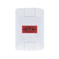 CONJUNTO PLACA 4X2 +1 TOMADA 2P + T VERMELHA TERMOPL 20A 250V LINHA ARIA BRANCO TRAMONTINA