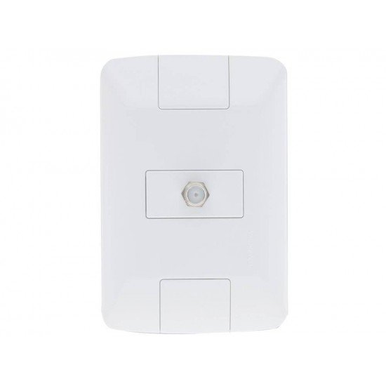 CONJUNTO PLACA 4X2 +1 TOMADA TV SAT EM TERMOPLASTICO LINHA ARIA BRANCO TRAMONTINA