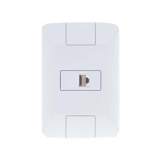 CONJUNTO PLACA 4X2 + 1 TOMADA PARA TELEFONE RJ11 TERMOPL LINHA ARIA BRANCO TRAMONTINA
