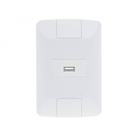 CONJUNTO PLACA 4X2 + 1 TOMADA USB 1,5A EM TERMOPLASTICO LINHA ARIA BRANCO TRAMONTINA BIVOLT