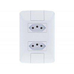 CONJUNTO PLACA 4X2 + 2 TOMADA 2P + T TERMOPL 10A 250V LINHA ARIA BRANCO TRAMONTINA