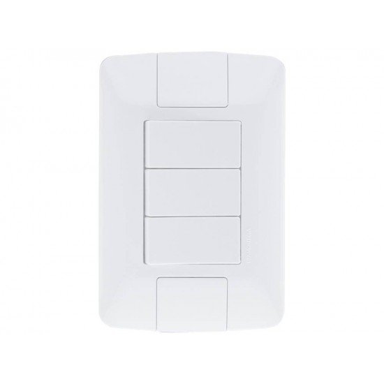 CJ PLACA 4X2 + 3 INTERRUPTOR PARALELO TERMOPL 6A 250V LINHA ARIA BRANCO TRAMONTINA