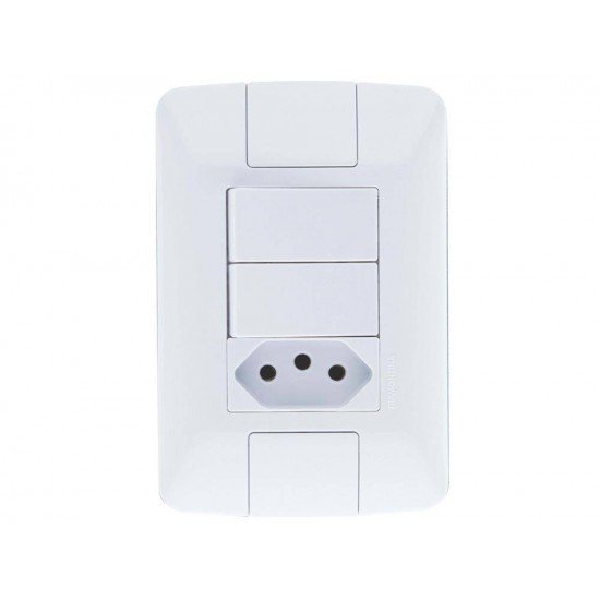 CJ PLACA 4X2 + 2INTER PARALELO 6A+ 1 TOMAD 2P + T TERMOPL 20A 250V ARIA BRANCO TRAMONTINA