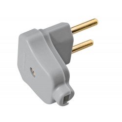 KIT 20 UNI PLUGUE ANGULAR 2P EM TERMOPLASTICO COM COMPONENTES METALICOS 10A 250V CINZA TRAMONTINA