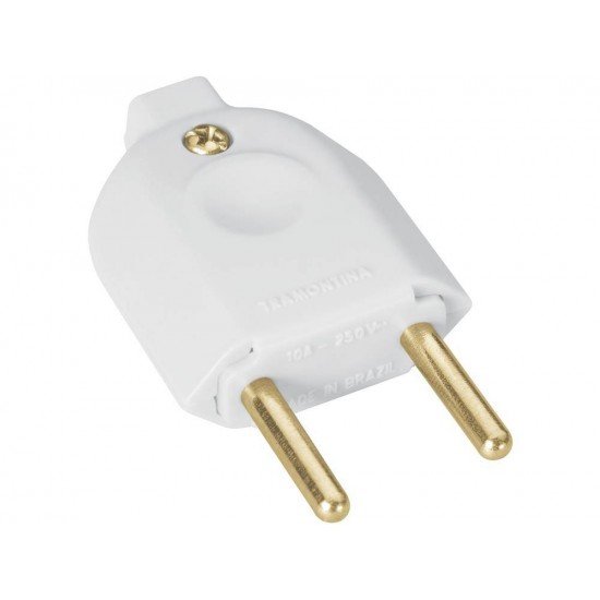 KIT 20 UNI PLUGUE MACHO 2P TERMOPLASTICO C COMPONENTES METALICOS 10A 250V BRANCO TRAMONTINA