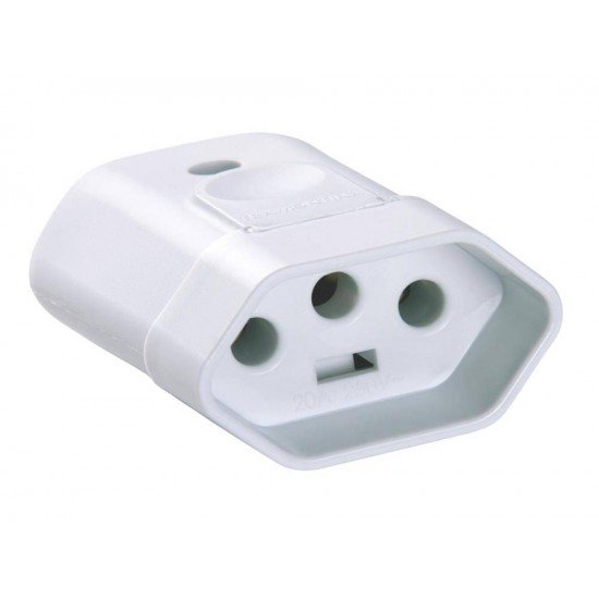KIT 20 UNI PLUGUE FEMEA 2P + T TERMOPLASTICO C COMPONENTES METALICOS 20A 250V BRANCO TRAMONTINA