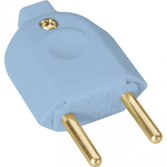 PLUGUE MACHO 2P 10A 250V~ COR AZUL TRAMONTINA