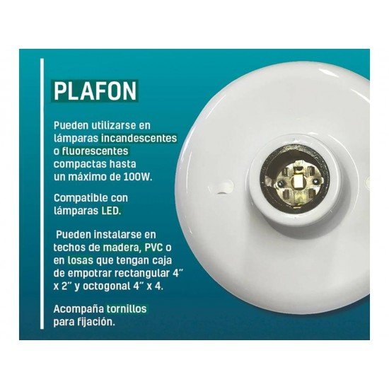 KIT 10 UNI PLAFON E27 100W COM SOQUETE EM POLICARBONATO TRAMONTINA