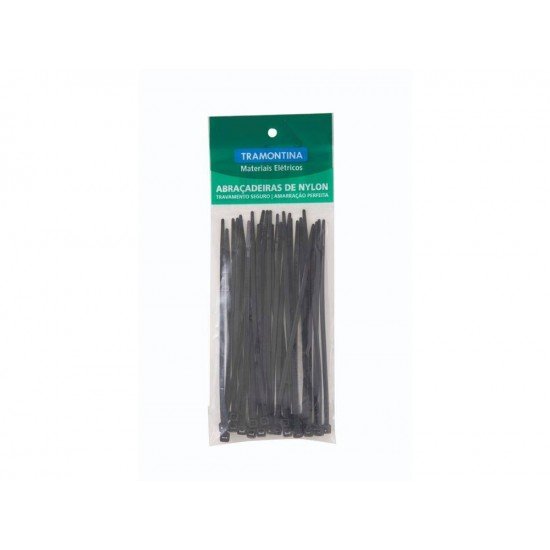 PACOTE COM 30 ABRACADEIRAS EM TERMOPLASTICO 140 X 3,4MM PRETA TRAMONTINA