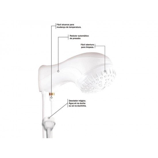 DUCHA ELETRONICA BRANCA 6500W EM TERMOPLASTICO COM COMPONENETES METALICOS TRAMONTINA 220V