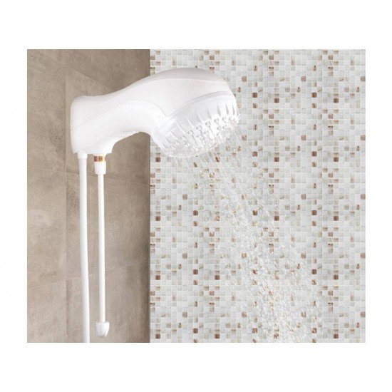 DUCHA ELETRONICA BRANCA 6500W EM TERMOPLASTICO COM COMPONENETES METALICOS TRAMONTINA 220V