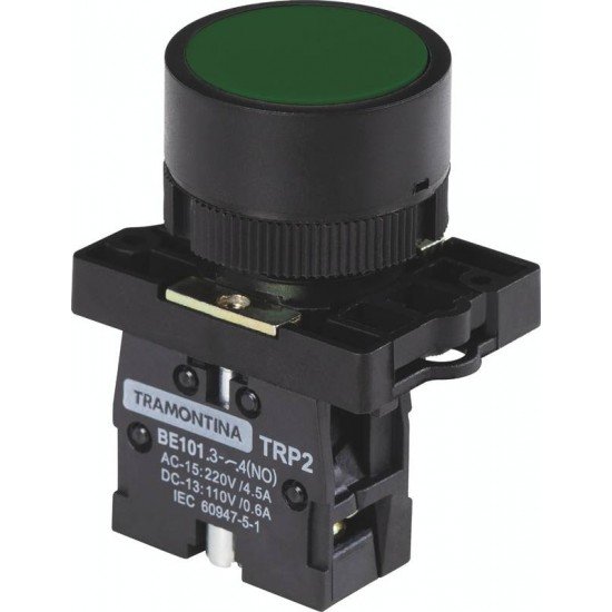 BOTAO DE IMPULSO TRP2-EA31 1NA VERDE COM BASE DE PLASTICO TRAMONTINA