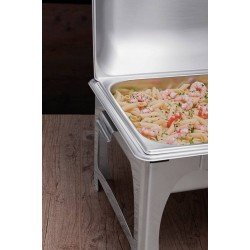 RECHAUD RETANGULAR EM ACO INOX BANHO MARIA TAMPA REMOVIVEL COM FOGAREIRO CUBA 1 2 8,4 L TRAMONTINA