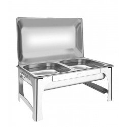 RECHAUD RETANGULAR EM ACO INOX BANHO MARIA TAMPA REMOVIVEL CUBA 1 2 8,4 L TRAMONTINA