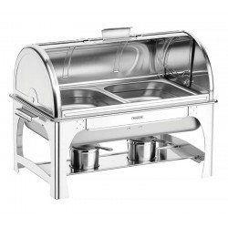 RECHAUD RETANGULAR EM ACO INOX BANHO MARIA TAMPA GIRATORIA COM FOGAREIRO CUBA 1 2 8,4 L TRAMONTINA