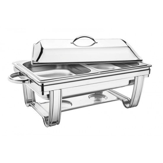 RECHAUD RETANGULAR EM ACO INOX BANHO MARIA TAMPA REMOVIVEL CUBA 1 2 8,4 L TRAMONTINA