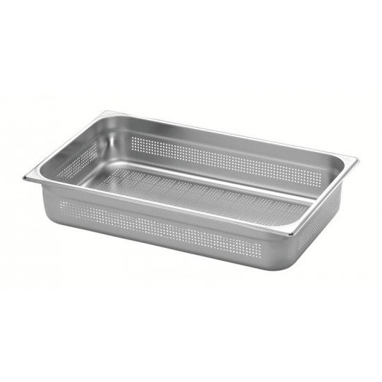 CUBA PERFURADA TRAMONTINA GN 1/1 EM AÇO INOX SEM ALÇAS PROFUNDIDADE 100 MM AÇO 201