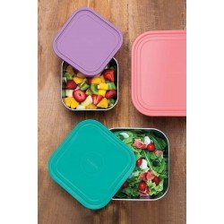 POTE FREEZINOX QUADRADO EM ACO INOX COM TAMPA PLASTICA LILAS 16 CM 1,5 L TRAMONTINA