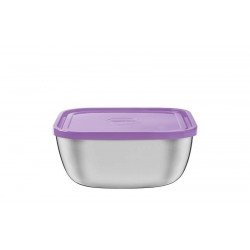 POTE FREEZINOX QUADRADO EM ACO INOX COM TAMPA PLASTICA LILAS 16 CM 1,5 L TRAMONTINA