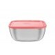 POTE FREEZINOX QUADRADO EM ACO INOX COM TAMPA PLASTICA SALMAO 19 CM 2,4 L TRAMONTINA