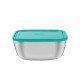POTE FREEZINOX QUADRADO EM ACO INOX COM TAMPA PLASTICA VERDE 19 CM 2,4 L TRAMONTINA