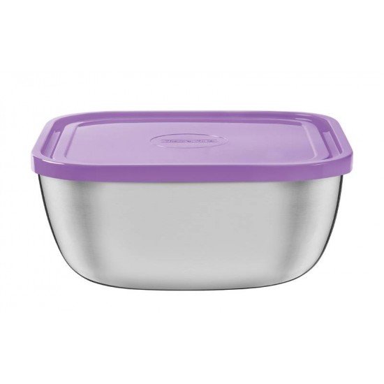 POTE FREEZINOX QUADRADO EM ACO INOX COM TAMPA PLASTICA LILAS 23 CM 4 L TRAMONTINA