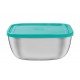 POTE FREEZINOX QUADRADO EM ACO INOX COM TAMPA PLASTICA VERDE 23 CM 4 L TRAMONTINA