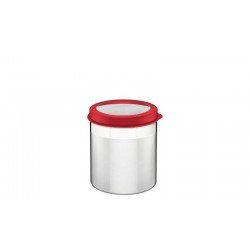 POTE CUCINA EM ACO INOX COM TAMPA PLASTICA VERMELHA E VISOR 12 CM 1,5 L TRAMONTINA