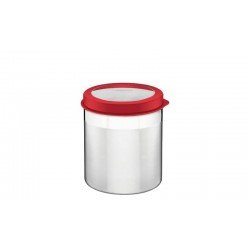 POTE CUCINA EM ACO INOX COM TAMPA PLASTICA VERMELHA E VISOR 14 CM 2,3 L TRAMONTINA