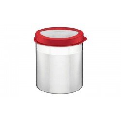 POTE CUCINA EM ACO INOX COM TAMPA PLASTICA VERMELHA E VISOR 18,5 CM 5,2 L TRAMONTINA