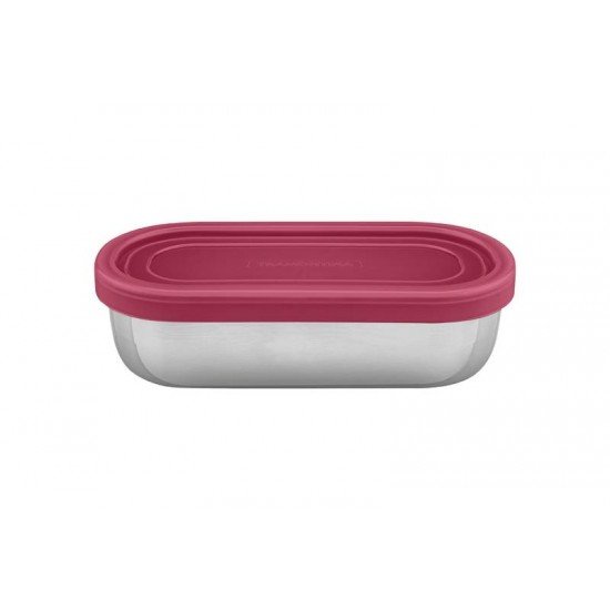 POTE PARA ALIMENTOS FREEZINOX EM ACO INOX COM TAMPA PLASTICA ROSA 0,4 L TRAMONTINA