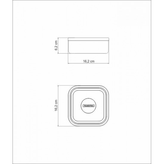 POTE TRAMONTINA FREEZINOX EM AÇO INOX QUADRADO COM TAMPA PLÁSTICA 16 CM 1,2 L