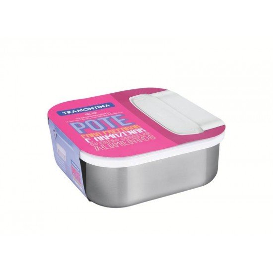POTE TRAMONTINA FREEZINOX EM AÇO INOX QUADRADO COM TAMPA PLÁSTICA 19 CM 2,1 L
