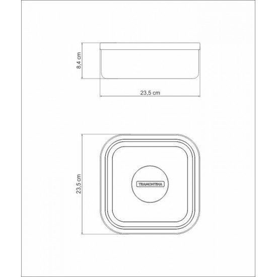 POTE TRAMONTINA FREEZINOX EM AÇO INOX QUADRADO COM TAMPA PLÁSTICA 23 CM 3,6 L