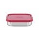 POTE FREEZINOX EM ACO INOX COM TAMPA PLASTICA ROSA QUADRADO 16 CM 0,8 L TRAMONTINA