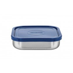 POTE FREEZINOX EM ACO INOX COM TAMPA PLASTICA AZUL QUADRADO 16 CM 0,8 L TRAMONTINA
