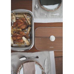 ASSADEIRA COSMOS RETANGULAR EM ACO INOX COM TAMPA DE VIDRO 34 CM TRAMONTINA