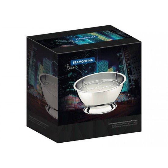 CHAMPANHEIRA SERVICE EM ACO INOX COM SUPORTE PARA 4 GARRAFAS 36 CM 12,4 L TRAMONTINA