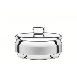 MANTEIGUEIRA TRAMONTINA REDONDA EM AÇO INOX COM TAMPA