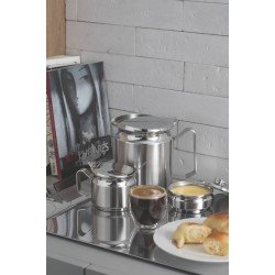 MANTEIGUEIRA TRAMONTINA REDONDA EM AÇO INOX COM TAMPA