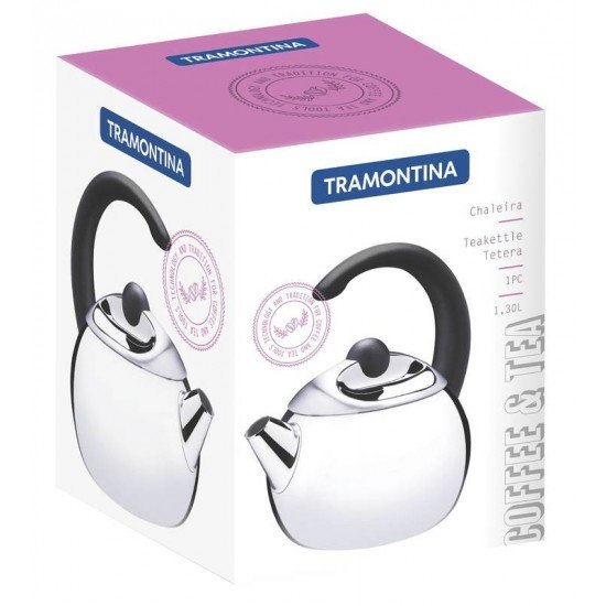 CHALEIRA EM ACO INOX CABO PRETO 15 CM 1,3 L TRAMONTINA