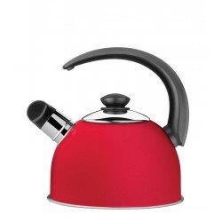 CHALEIRA COM APITO VERMELHA EM ACO INOX CABO PRETO 2,1 L TRAMONTINA