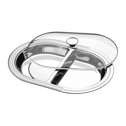 TRAVESSA 2 DIVISOES ACO INOX COM TAMPA DE VIDRO 450 X 310MM TRAMONTINA