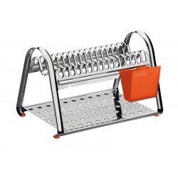 ESCORREDOR DE LOUCA CICLO EM ACO INOX COM PORTA TALHERES LARANJA TRAMONTINA