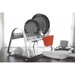 ESCORREDOR DE LOUCA CICLO EM ACO INOX COM PORTA TALHERES LARANJA TRAMONTINA