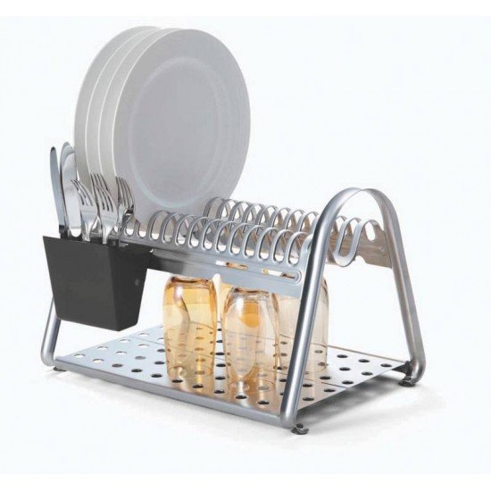 ESCORREDOR DE LOUCA CICLO EM ACO INOX COM PORTA TALHERES PRETO TRAMONTINA